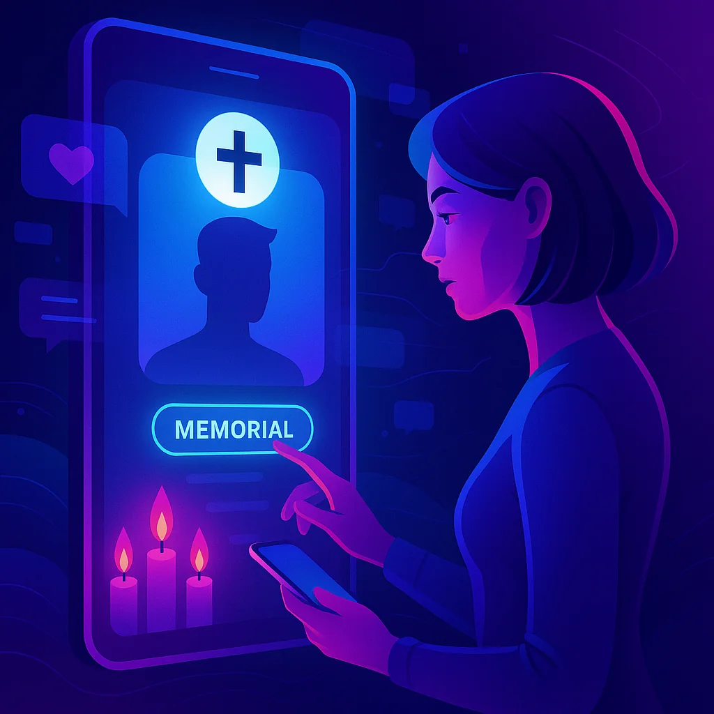 Oznámení úmrtí na sociálních sítích – ilustrační obrázek